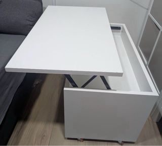 Mesa centro elevable blanca