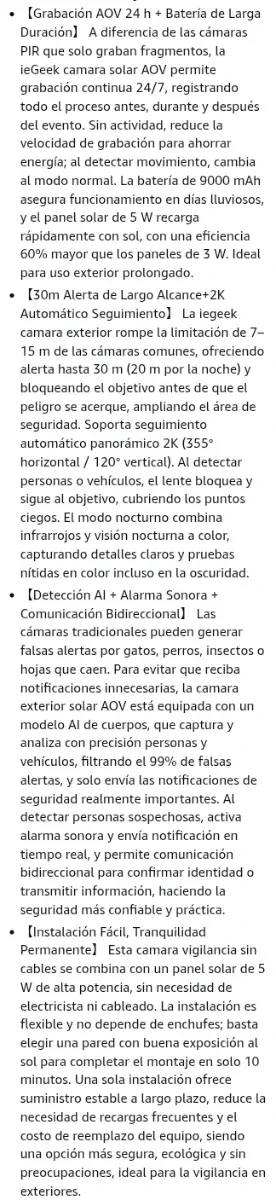 Cámara Vigilancia WiFi Exterior ieGeek 9000mAh