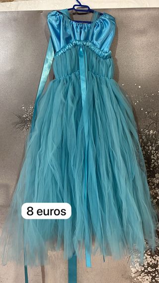 Vestido tul azul niña sesión fotográfica