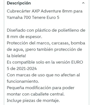 Cubre cárter AXP Racing tenere 700