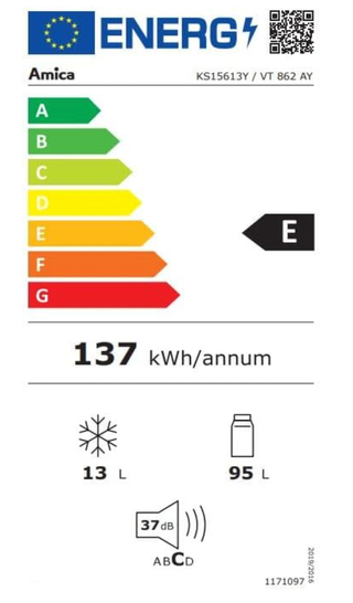 Frigorífico Amica KS 15613 Retro