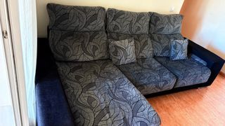 Sofá Cherlon grande tela gris y negro