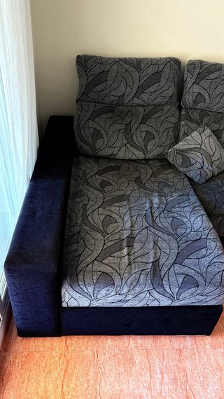 Sofá Cherlon grande tela gris y negro