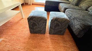 Sofá Cherlon grande tela gris y negro