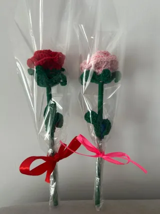 Rosa crochet roja y rosa