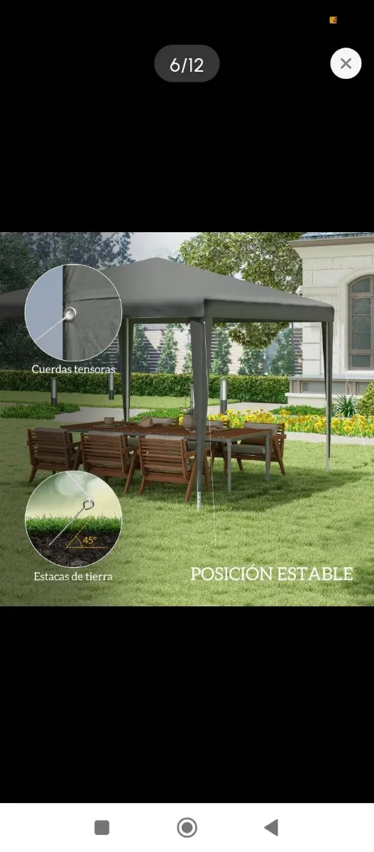 Carpa desmontable jardín gris