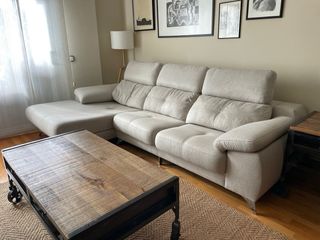 Sofá Chaise Longue Beige/Gris