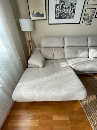 Sofá Chaise Longue Beige/Gris