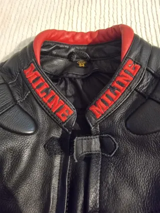 Casaco de cabedal Miline Moto Preto/Vermelho