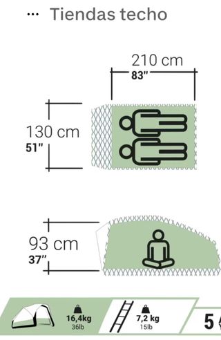 Tienda campaña de techo furgo inflable 2 plazas