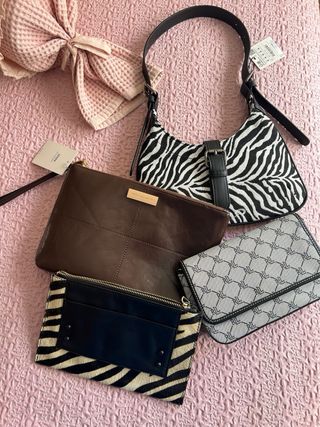 Lote 4 bolsos mano animal print y lisos
