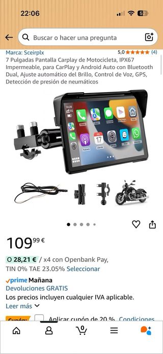 Pantalla Carplay Moto 7 IPX67