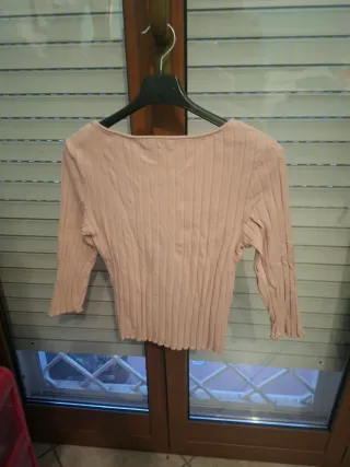 Top Mango coste rosa cipria