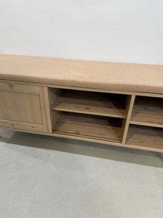 Banco zapatero madera natural con asiento