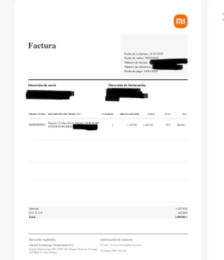 Xiaomi 15 Ultra 1TB Factura y Garantía