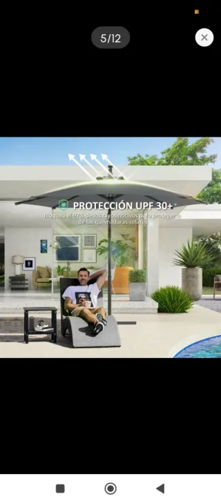 Ombrellone da giardino grigio metallico