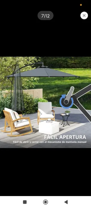 Ombrellone da giardino grigio metallico