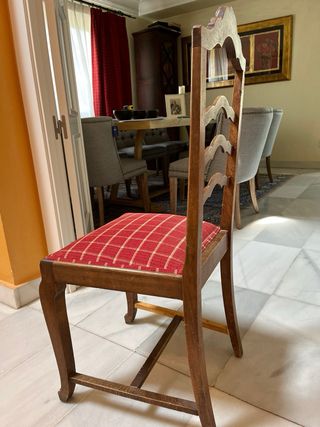 4 Sedie in Legno Imbottito Bordeaux