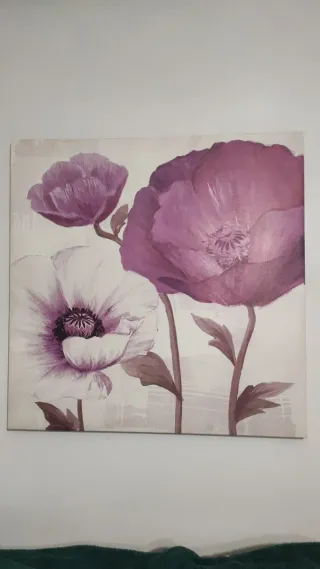 Cuadro Lienzo Flores Moradas y Blancas 80x80