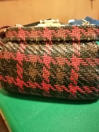 Borsa donna vintage intrecciata con catena