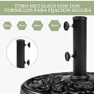 pie de Sombrilla 25kg Ruedas Freno Negra