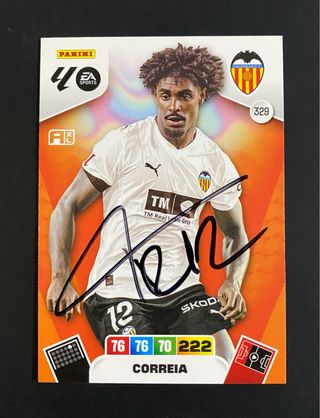 Cromo Correia Adrenalyn XL 25-26 firmado a mano.