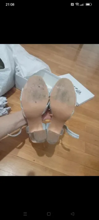 Sandalias plateadas tacón talla 40