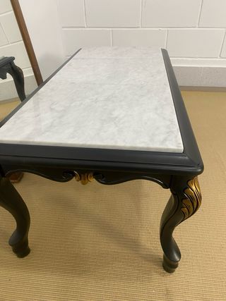 Mesa baja estilo barroco madera y mármol