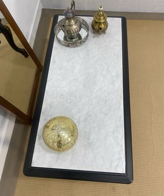 Mesa baja estilo barroco madera y mármol