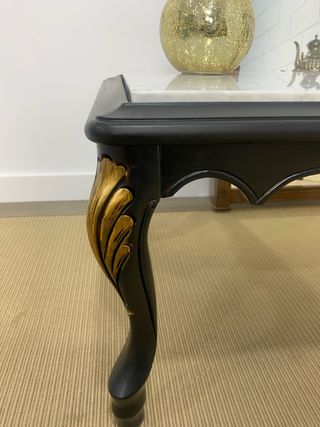 Mesa baja estilo barroco madera y mármol