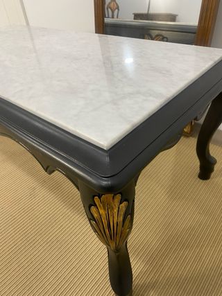 Mesa baja estilo barroco madera y mármol