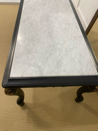 Mesa baja estilo barroco madera y mármol