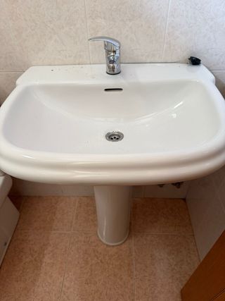 Lavabo de obra blanco + grifo