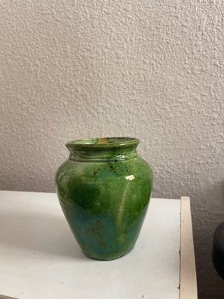 Brocca in ceramica vintage smaltata verde