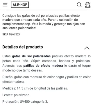 Gafas de sol polarizadas ALE-HOP