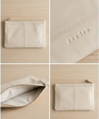 Neceser/Cartera Mano Sandro Paris Beige Piel