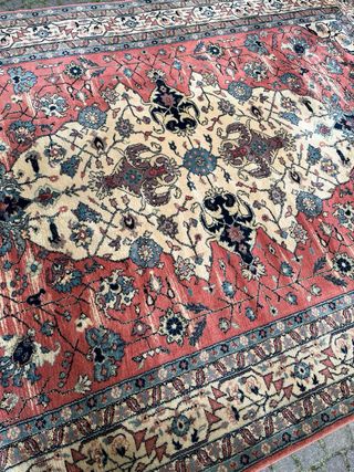 Tappeto lana vergine beige e rosso 255x174