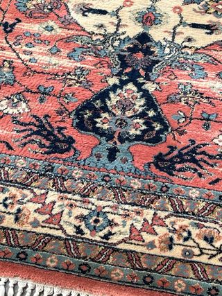 Tappeto lana vergine beige e rosso 255x174