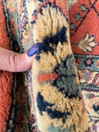 Tappeto lana vergine beige e rosso 255x174