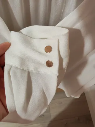 Blusa Mango Blanca Manga Larga