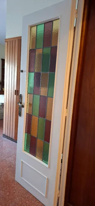 Puerta doble vintage madera y cristal