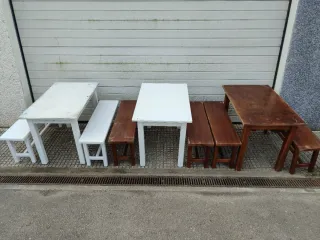 Mesa de jardín forja y mármol