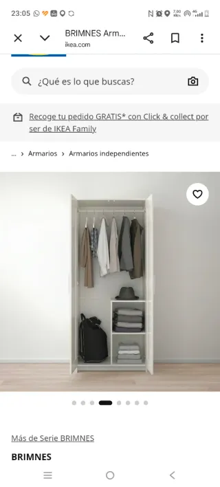 Armario Ikea BRIMNES 2 puertas blanco