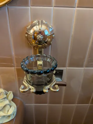 Vaso baño dorado y cristal