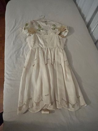 Vestido vintage beige/blanco talla M