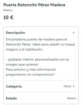 Puerta Ratón Pérez Madera Artesanal