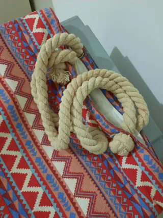 Borsa mare etnica con manici in corda