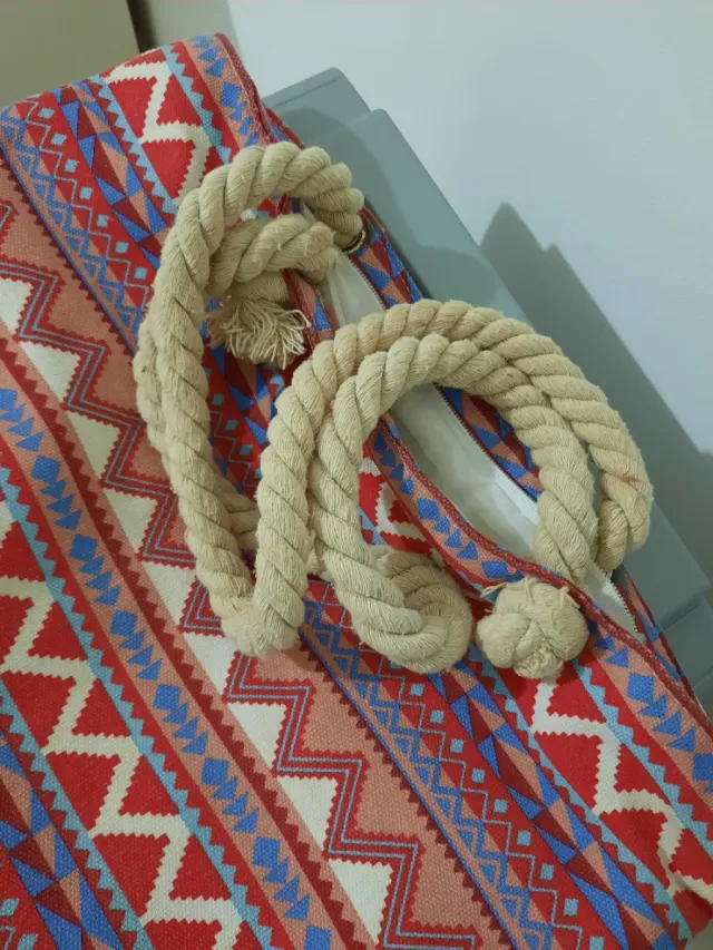 Borsa mare etnica con manici in corda