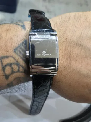 Orolo Philip Watch Rettangolare Pelle Nera reverso