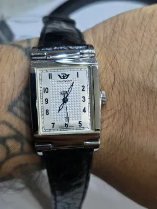 Orolo Philip Watch Rettangolare Pelle Nera reverso